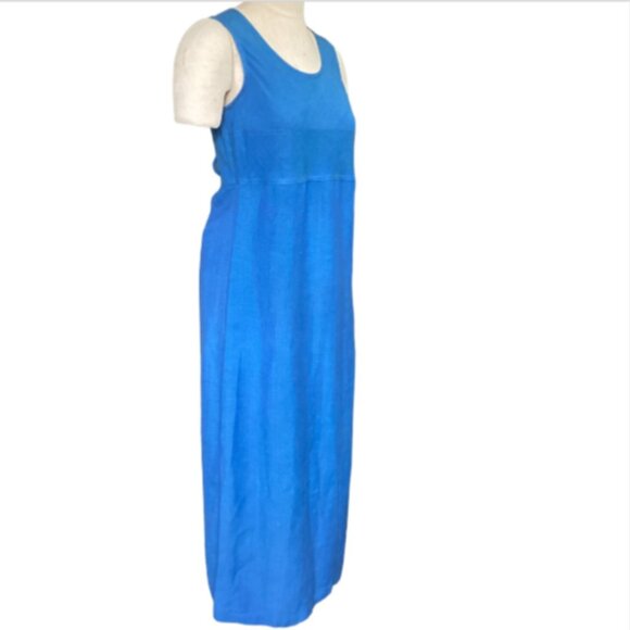 Maggy London Linen Rayon Sleeveless Midi Tank Dress Sz 8 Blue88P - Picture 2 of 5